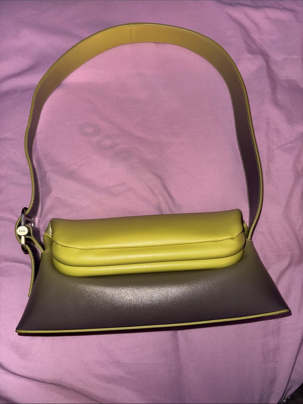 Two-Tone Yellow and Brown Women's Shoulder Bag